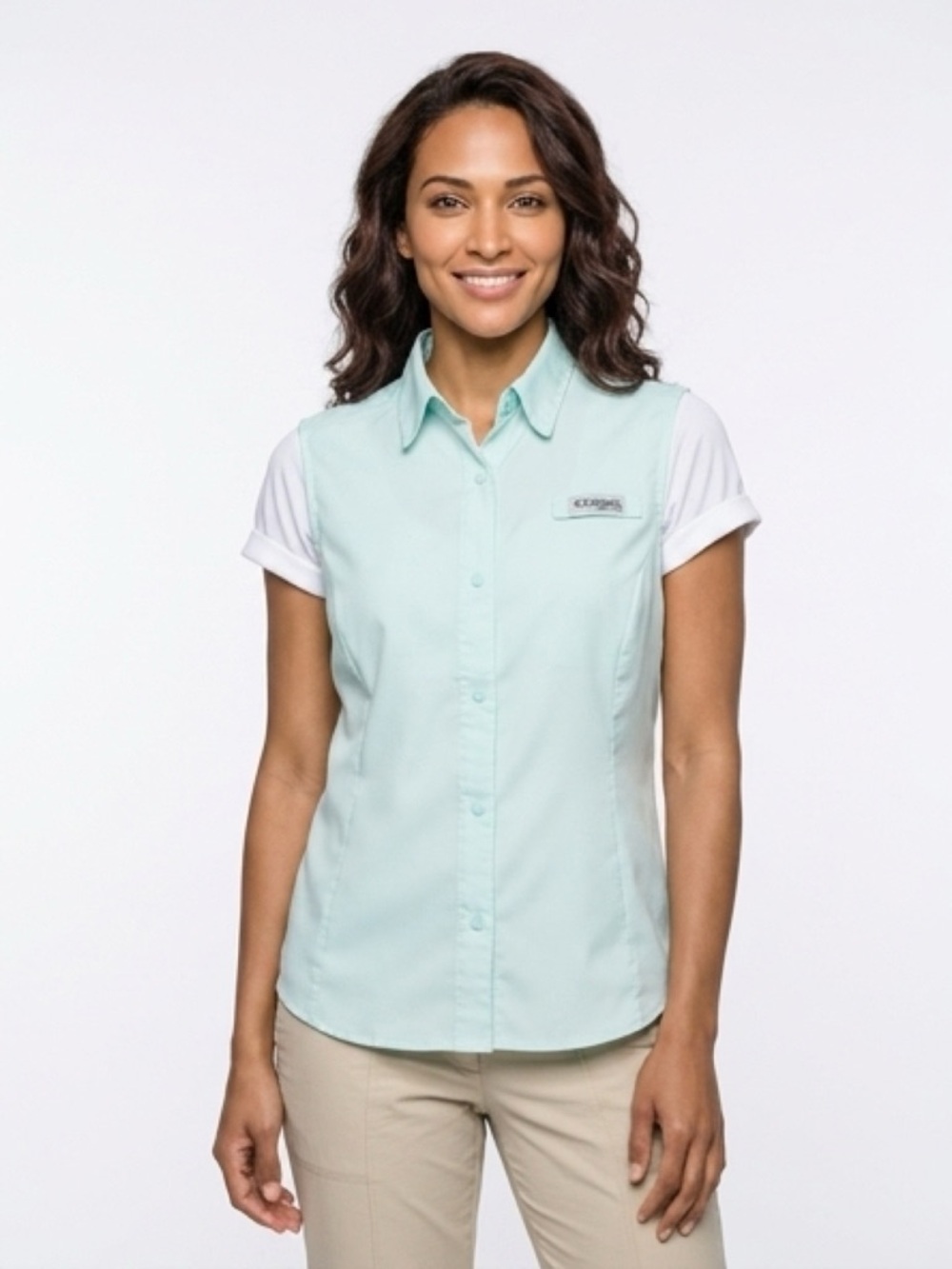 Columbia Women's Mint Sleeveless Button-Down Shirt
